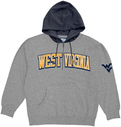 Blue 84 Standard NCAA Officially Licensed Half Zip Contrast Hooded Sweatshirt Applique, Gray, XX-Large