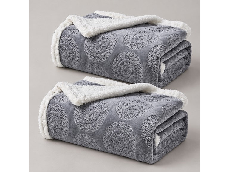 2-Pack Printed Sherpa Throw Blankets