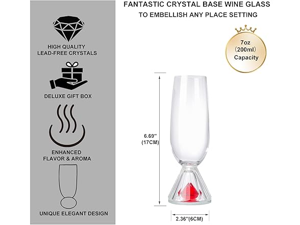 YLNNLC Ruby Base Champagne Flutes