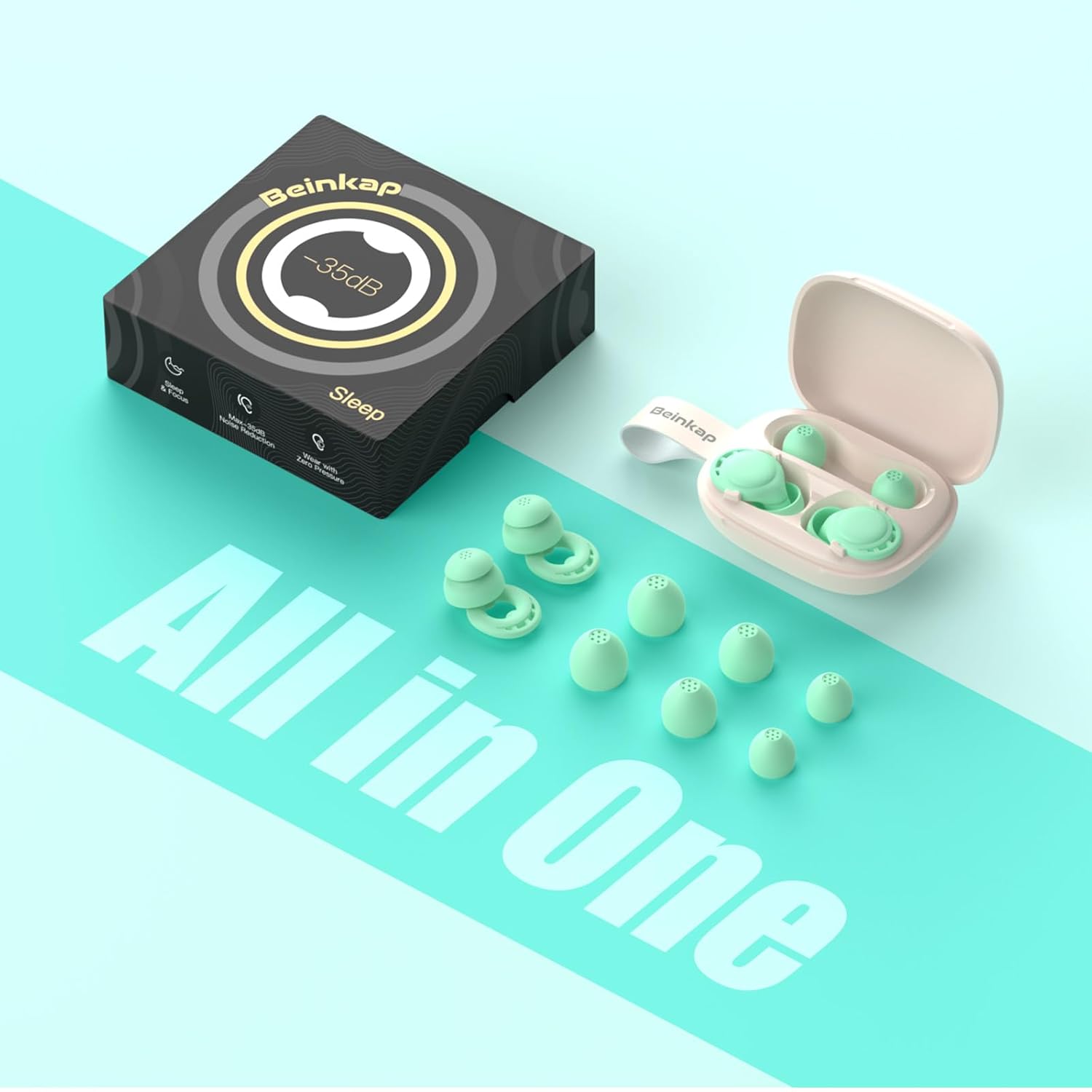 Beinkap Silicone Ear Plugs 6 Pairs, Green - Gallery 11