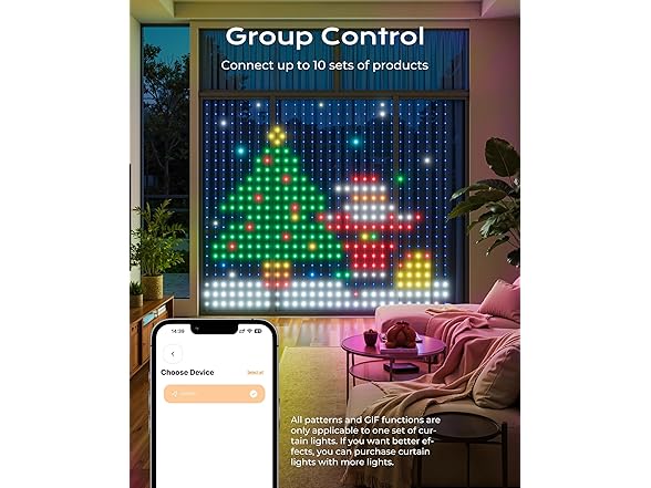Brightown 400 RGBIC LEDs Smart Curtain Lights with DIY GIF