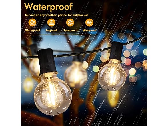 Brightever 100FT LED Outdoor String Lights, 2 Pack