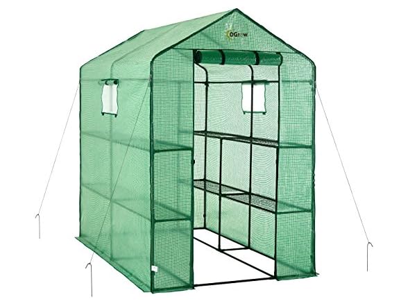 Ogrow Deluxe Walk-In Greenhouse 2 Tiers, 8 Shelves