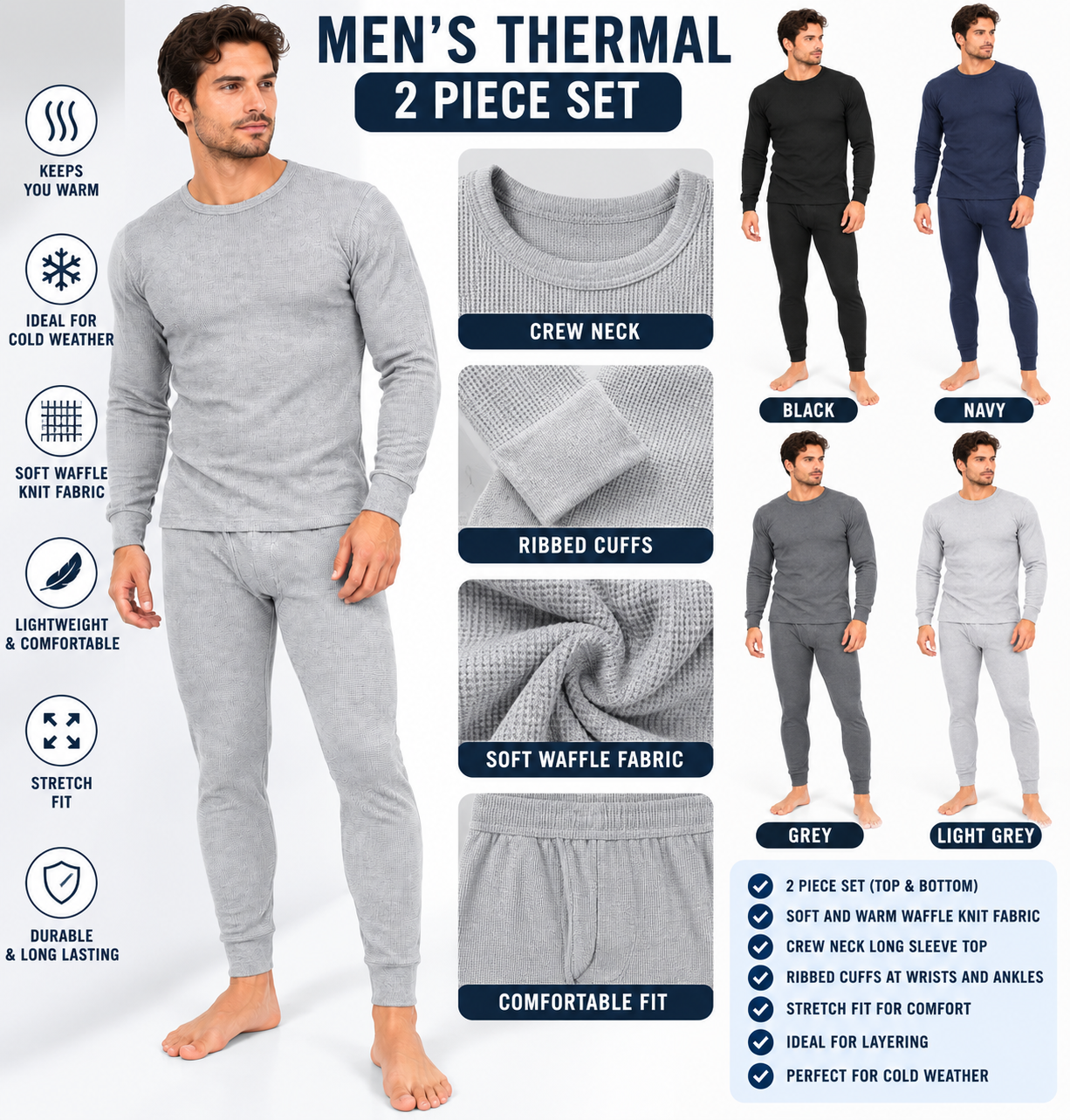 4-Piece: Men's Waffle-Knit Thermal Sets - Gallery 5