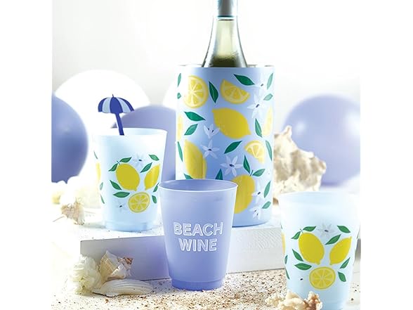 Slant Party Supplies - Stainless Steel Wine Chiller Lemon Print