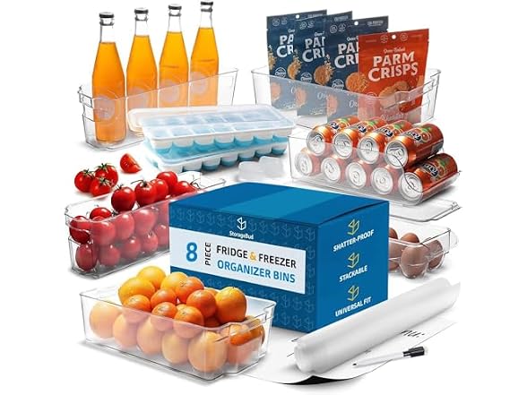Hearth & Harbor 56 Piece Fridge Organizer Bins - Set of 32