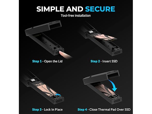 USB C NVMe Enclosure, Tool-Free M.2 SSD Case