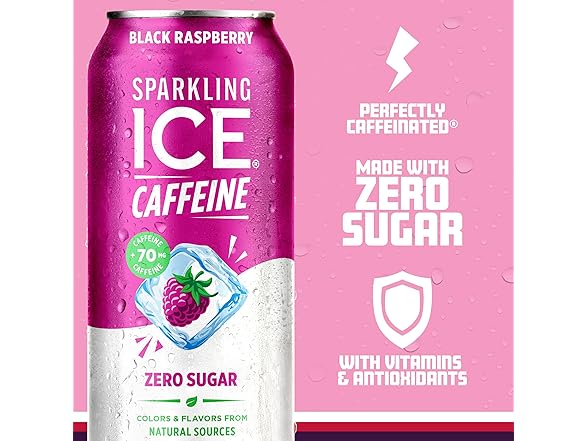 12PK Sparkling Ice Caffeine Black Raspberry Sparkling Water