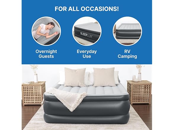 SLEEPLUX Air Mattress - Built-in Pump, Pillow & USB Charger, Queen