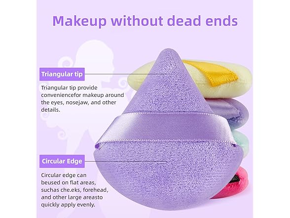 8 Pieces Powder Puff Face Green and Purple