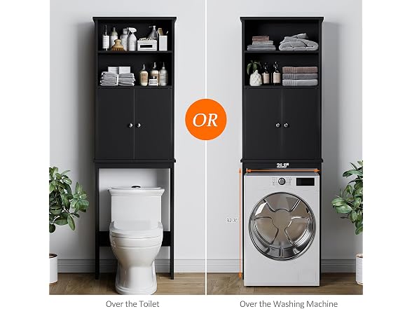 Over The Toilet Storage Cabinet Black