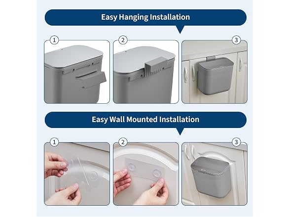 1.8 Gallon/7L Hanging Trash Can with Stainless Steel Lid