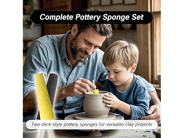 2Pcs Pottery Sponges on a Stick for Clay Throwing