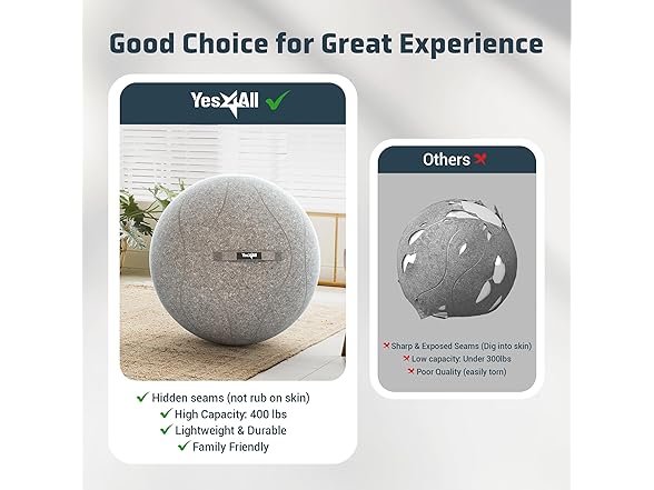Yes4All 400lbs Capacity Self-Standing Sitting Ball Chair