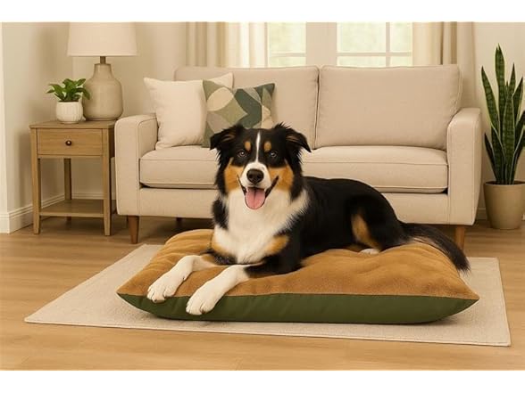 Furhaven Large Plush & Twill High-Loft Pillow Pet Bed, Fir