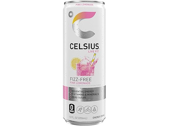 12PK CELSIUS Fizz Free Pink Lemonade, Sugar Free