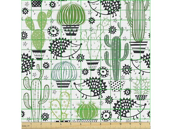 Ambesonne Cactus Fabric by The Yard, Cartoon