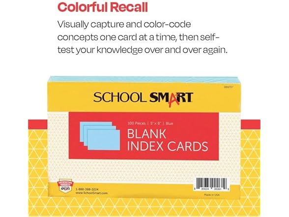 School Smart Index Cards Blue 100ct