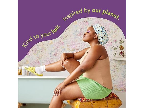 GOODY Planet Shower Cap,1 Count - Green Dots