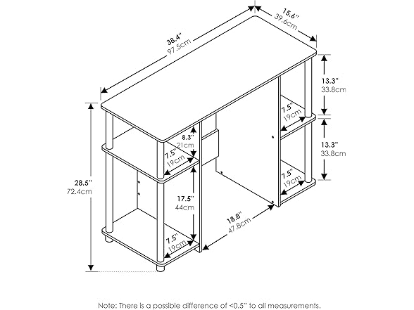 Furinno Jaya Computer Study Desk, White