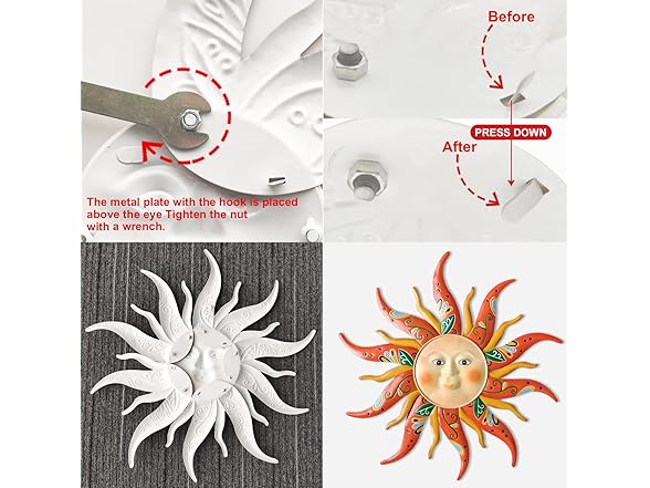 Large Metal Sun Wall Art Decor