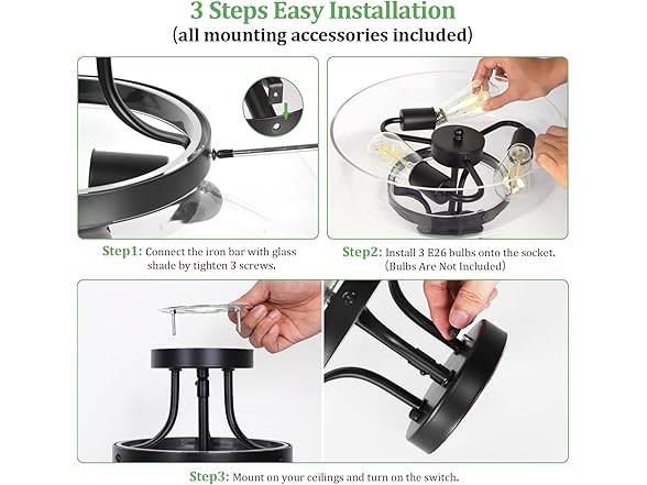 Modern Industrial Semi Flush Mount Ceiling Light