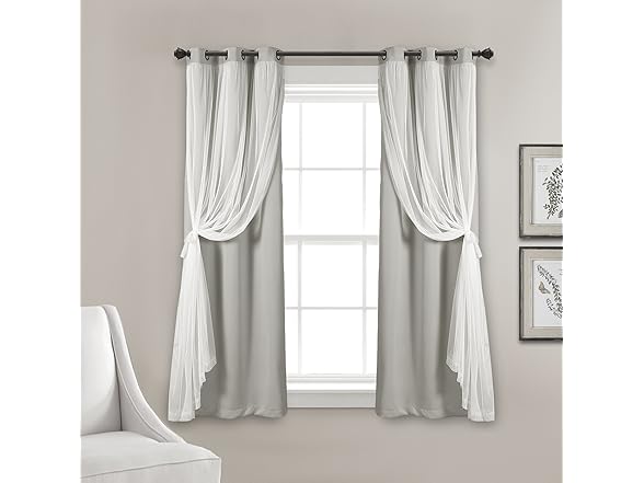 Lush Decor Sheer Grommet Curtains W/ Blackout