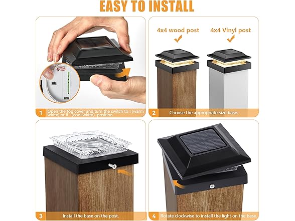 Brightown 2 Pack Solar Post Cap Lights