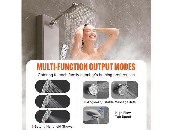 Shower Panel System, 5 Shower Modes, Digital