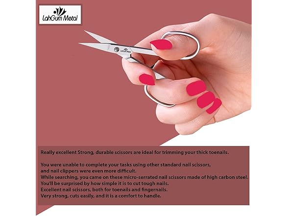 LahGum Metal Small Curved Nail Scissors For Nail Tip