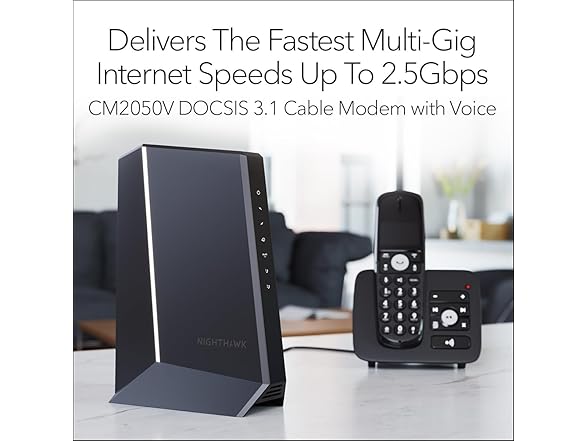 Netgear CM2050V-100NAR Nighthawk Multi-Gig 2.5Gbps Cable Modem for Xfinity Voice (Renewed) (Open Box)