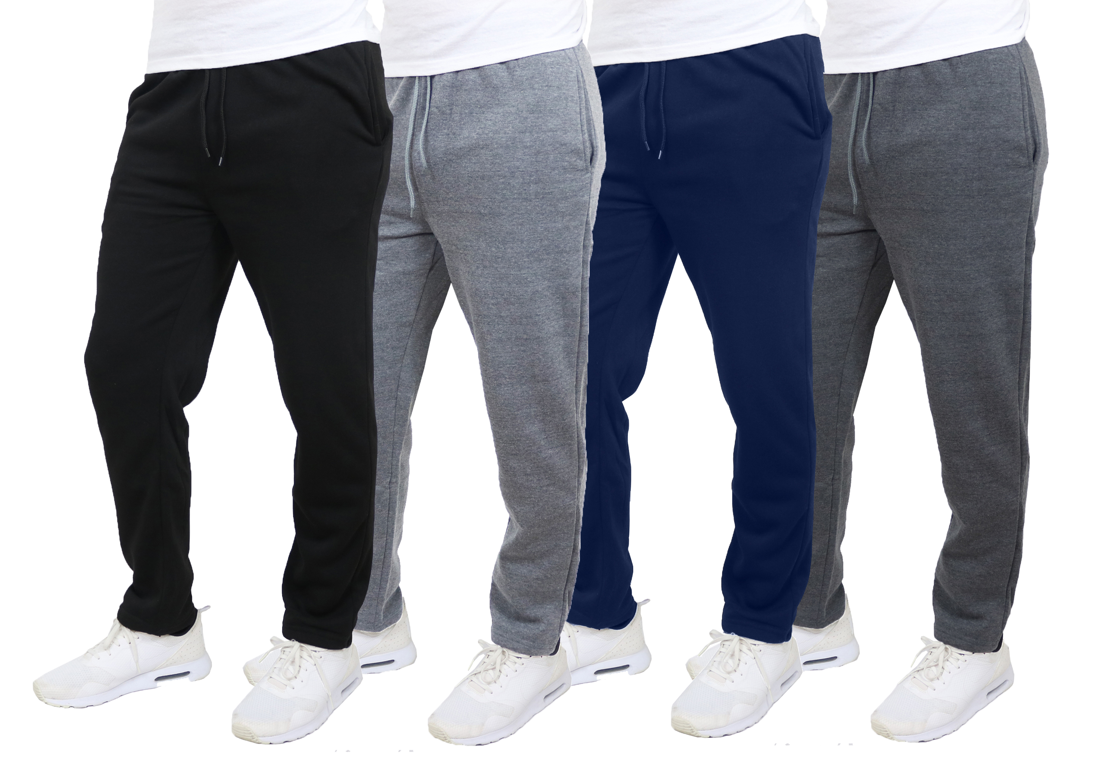 3Pk Asst Mens Open Bottom Fleece Sweatpants - Gallery 7
