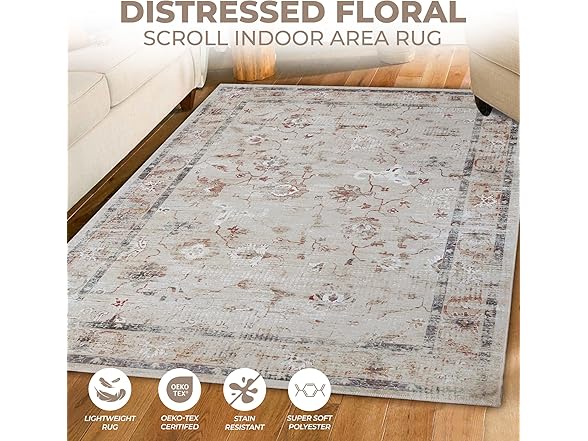 Superior 10'x14' Distressed Medallion Border Rug
