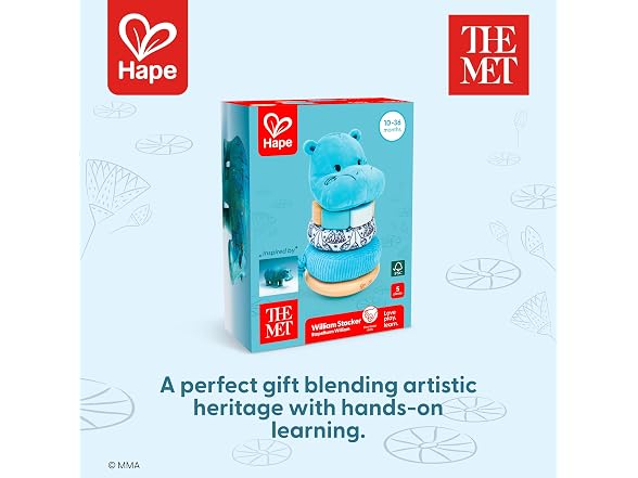 Hape x The Met William the Hippo Baby Stacke