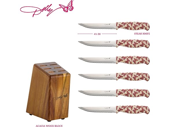Dolly Parton 7-Piece Steak Knife Set Pink