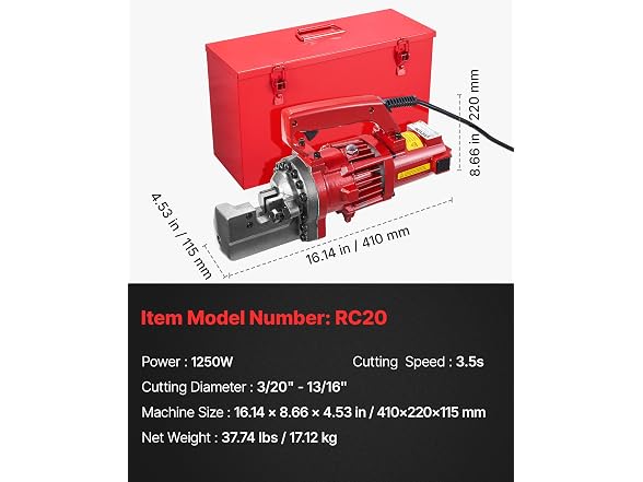 Electric Rebar Cutter, 1250W Portable Electric