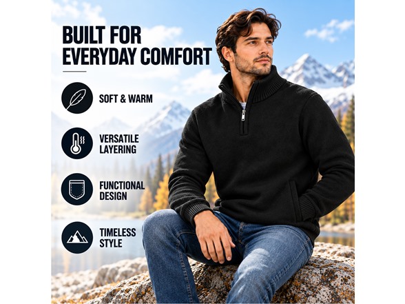 3Pk Mens Fleece Quarter Zip Sweaters
