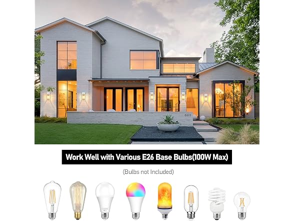 BesLowe White Exterior Wall Lanterns 2 Pack
