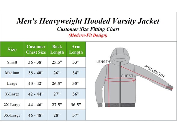 Mens Heavyweight Hooded Varsity Jacket (S-3XL)