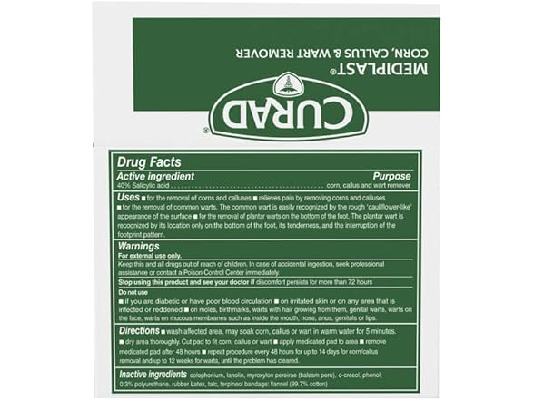 Curad Mediplast Corn Callus Wart Remover Pads 25ct