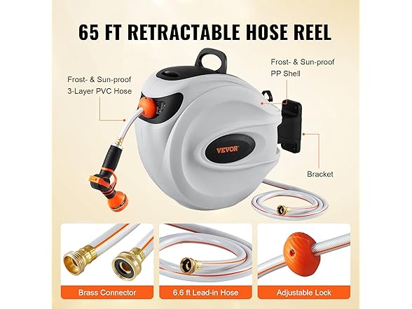 VEVOR Retractable Hose Reel, 65 ft