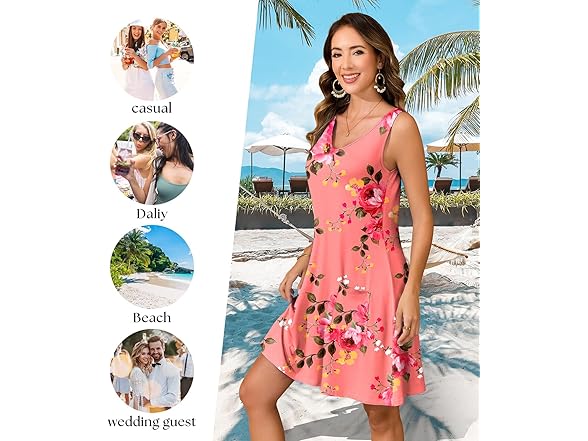 Actcat Womens Summer V Neck Dresses