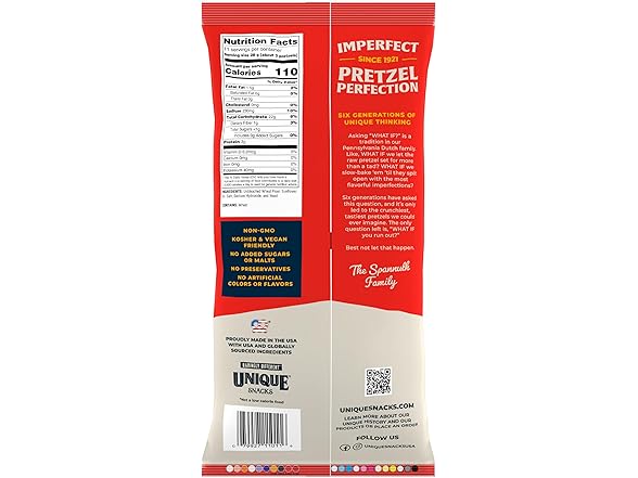 Unique Snacks Original Splits Pretzels, 11 oz.