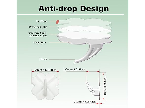 Self Adhesive Towel Hook 4pc White