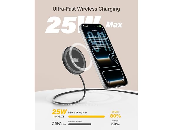 WayLite 25W Magnetic Wireless Charger