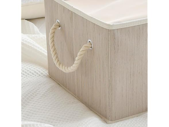 Sukkri Clay Storage Bins with Cotton Rope Handles, 2 PK