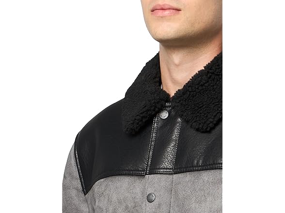 Levis Mens Mixed Media Faux Shearling Jacket (XXL)