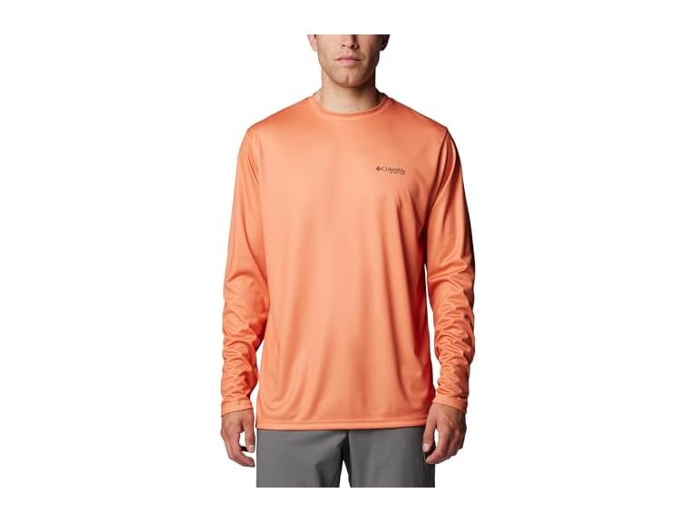 Columbia Men's Terminal Tackle PFG Fish Flag Long Sleeve, Dusty Orange/Deep Olive, XX-Large