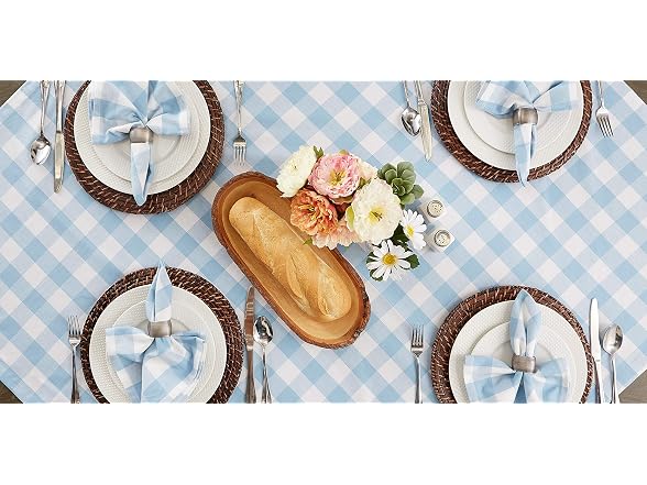 DII Buffalo Check Tablecloth 60x120 Lt Blue