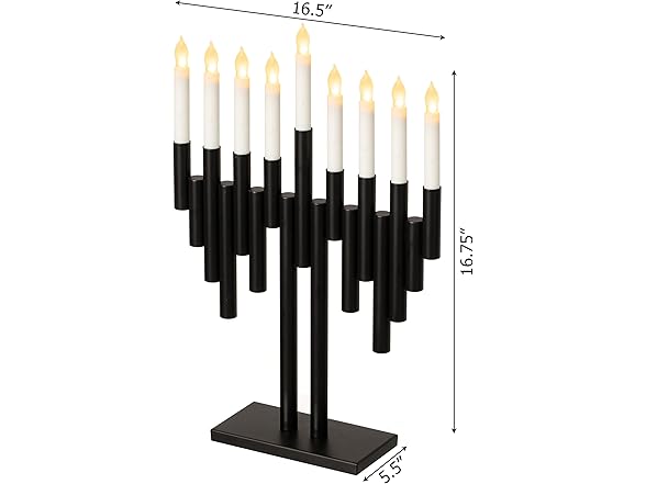 Vintiquewise Modern 9-Branch Hanukkah Menorah with LED Candles
